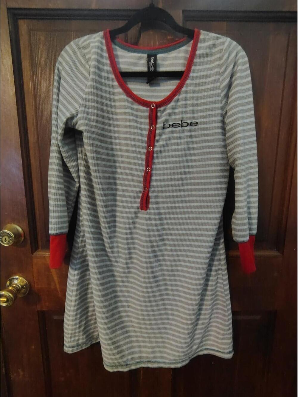 Bebe Striped Long Sleepwear Shirt Size Medium